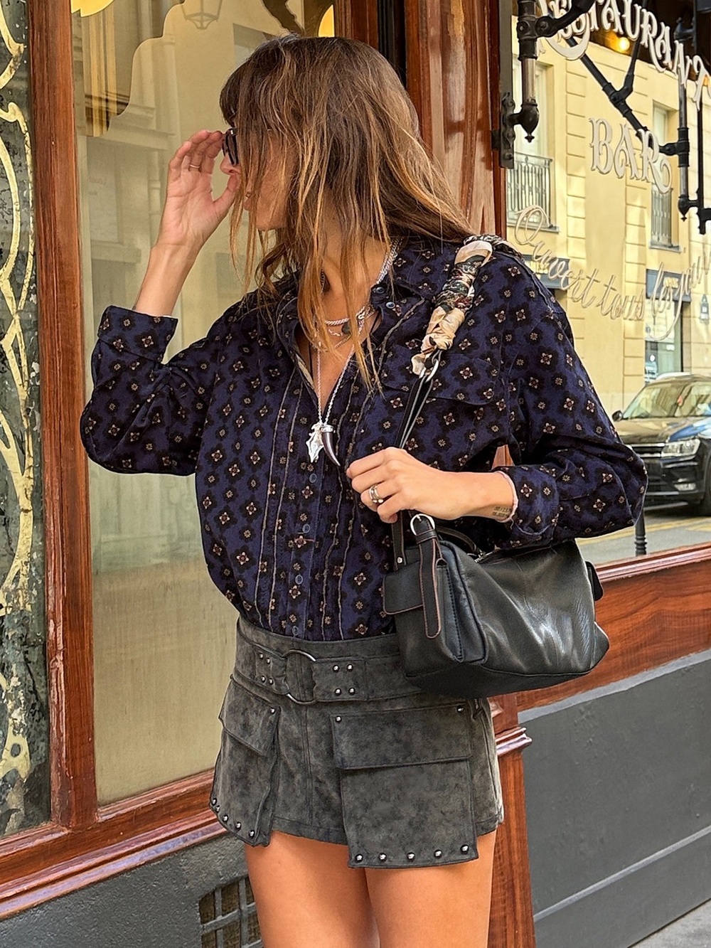 Free People We The Free Micro Mini Suede Cargo Skort - Picture 2 of 11